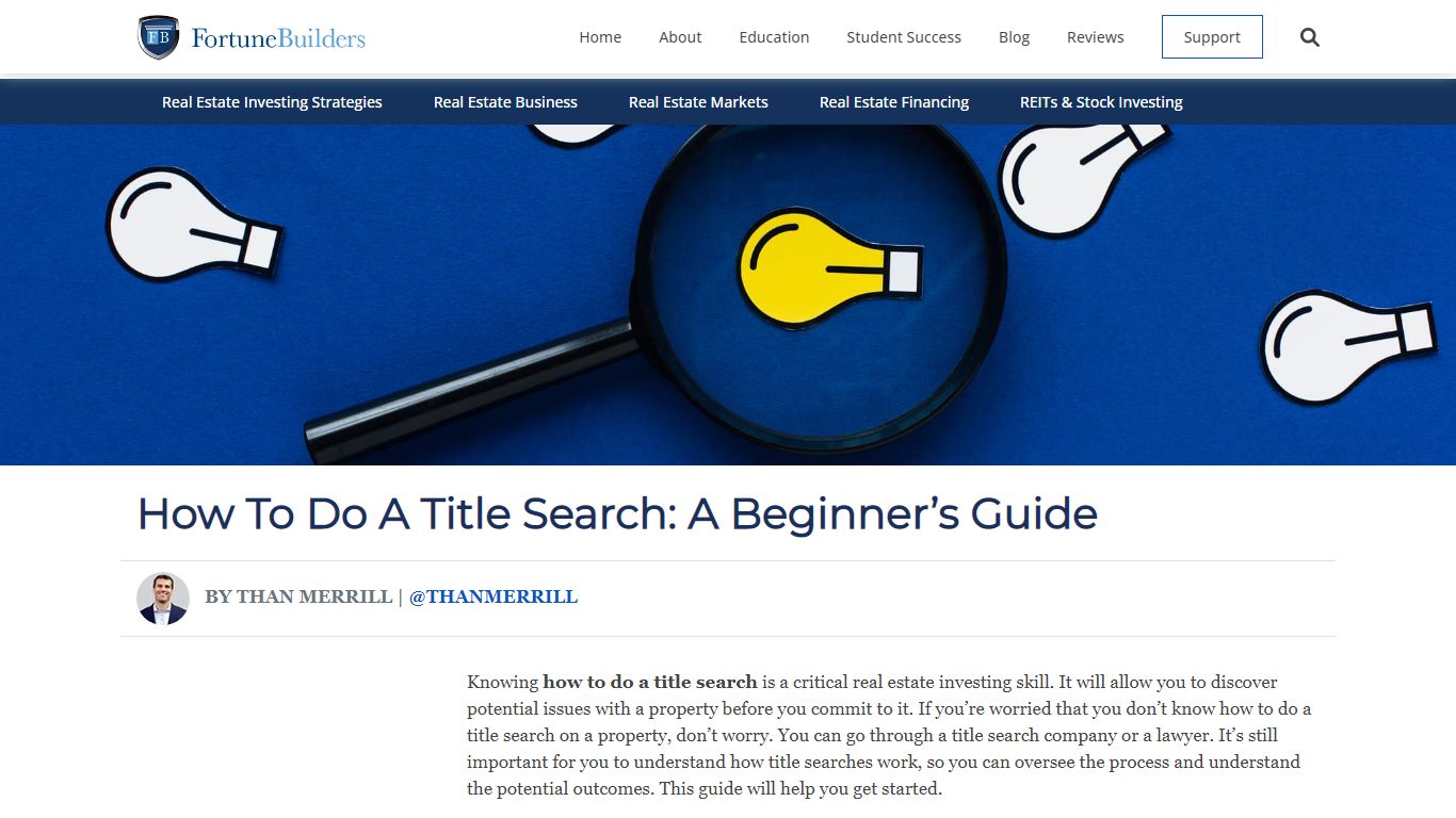 How To Do A Title Search: A Beginner's Guide | FortuneBuilders